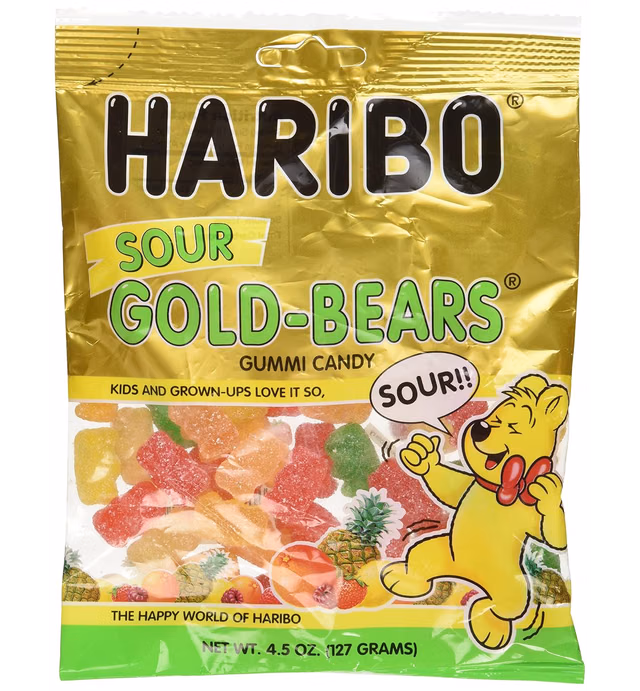 Haribo Sour Gold Bears Gummies Bag, 4.5 oz