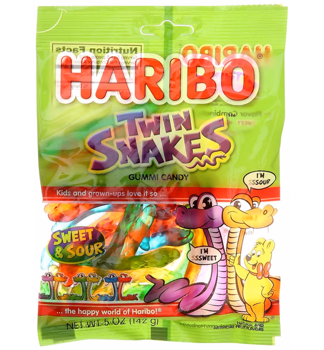 Haribo Twin Snakes Gummies Bag, 5 oz