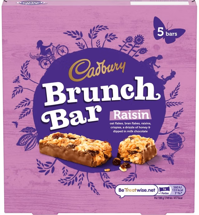 Original Cadbury Brunch Bar Raisin Pack Imported From The UK England