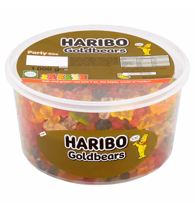 Original Haribo Gold Bears Gummy Candy Sweets Imported From The UK England British Goldbears Sweets Gold Bears Haribo Tub