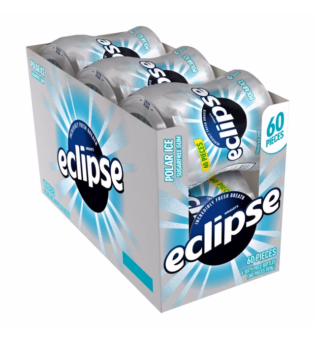 Eclipse Polar Ice Sugar Free Gum, 60 Count (Pack of 6)
