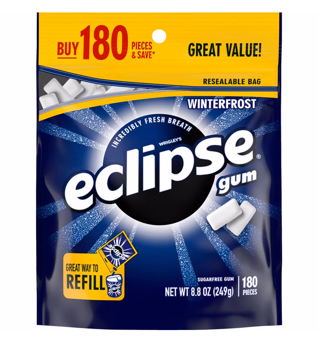 ECLIPSE Winterfrost Sugarfree Gum, 8.8-Ounce 180 piece bag
