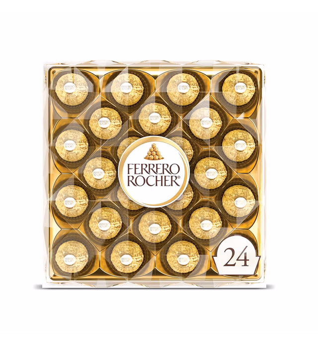 Ferrero Rocher Premium Gourmet Milk Chocolate Hazelnut, Individually Wrapped Candy for Gifting, 24 Count