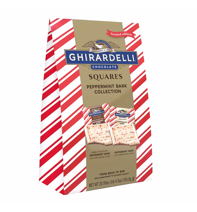 GHIRARDELLI Chocolate Squares, Peppermint Bark Assorted Chocolates for Easter Candy, 20.99 OZ Bag