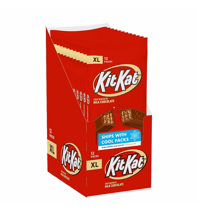 KIT KAT Milk Chocolate, Bulk, Individually Wrapped XL Wafer Candy Bars, 4.5 oz (12 Pieces, 12 Count)