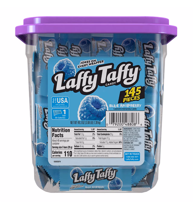 Laffy Taffy Candy, Blue Raspberry, 145 Pieces