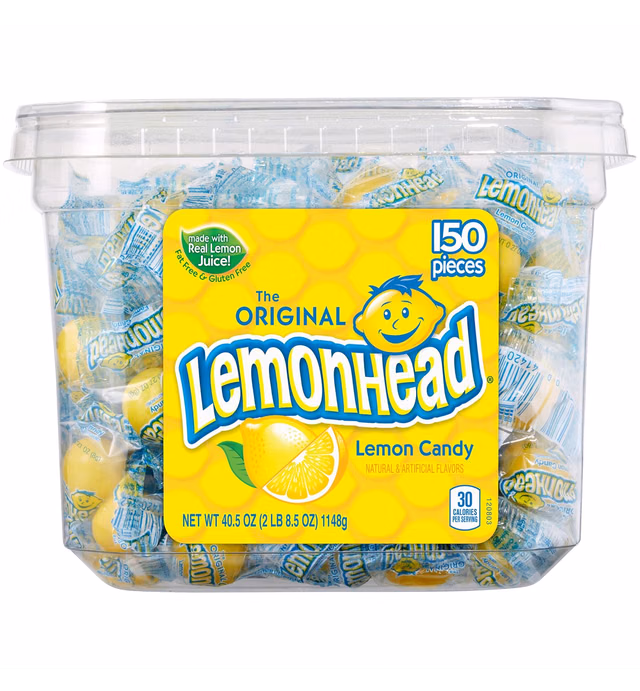 Lemonhead Hard Lemon Candy, Individually Wrapped, 150 Count Tub