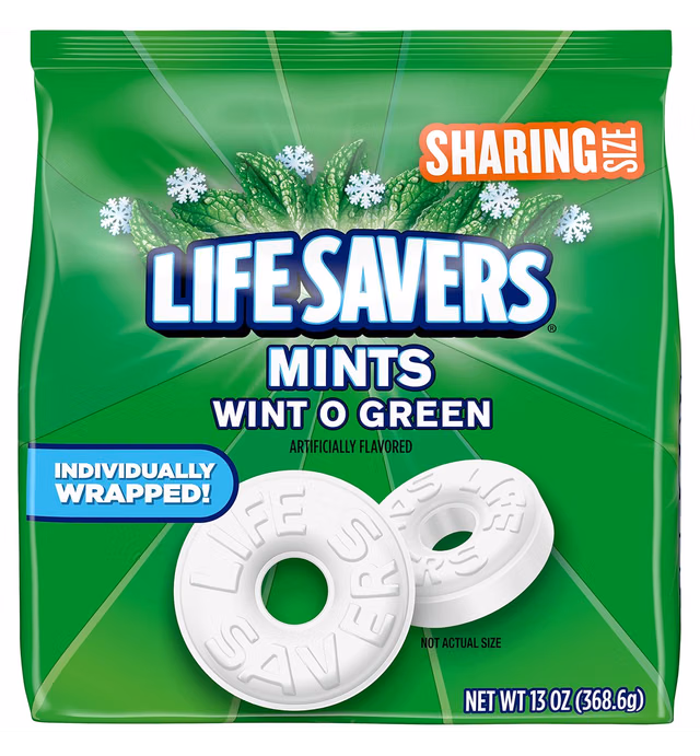 LIFE SAVERS Wint-O-Green Breath Mints Hard Candy, Sharing Size, 13 oz Bag