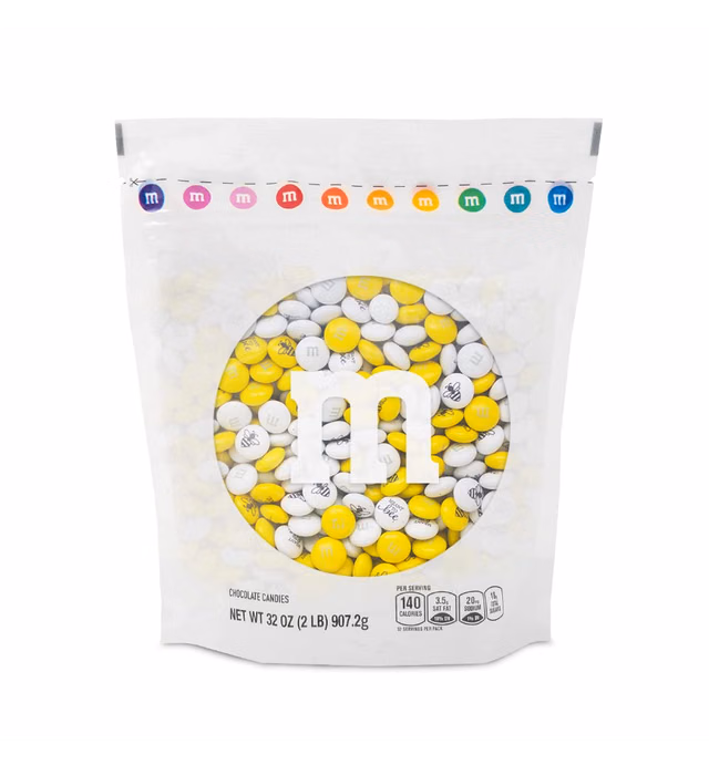 M&M'S Milk Chocolate Meant To Bee Candy, 2lbs of Bulk Candy for Engagement Party, Bridal Shower, Wedding Gifts, Wedding Favors and Candy Buffet Chocolate Bar