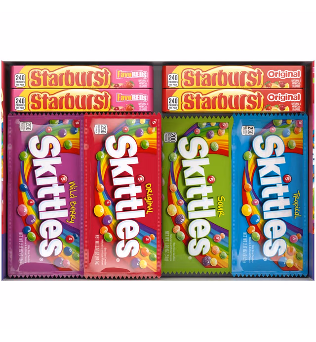 SKITTLES & STARBURST Candy Full Size Variety Mix 62.79-Ounce 30-Count Box