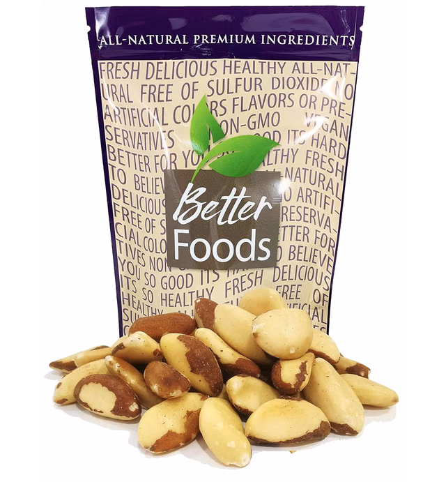 Raw Brazil Nuts 22 oz (Whole, Unsalted, No Shell, All Natural, Non-GMO, In Resealable Bag, Nutrient Dense Low Carb High Fat Snack) - 1 Pack