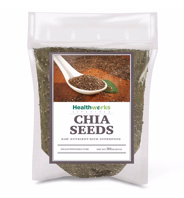 Healthworks Chia Seeds Raw (32 Ounces / 2 Pounds) | Premium & All-Natural | Contains Omega 3, Fiber & Protein | Great with Shakes, Smoothies & Oatmeal