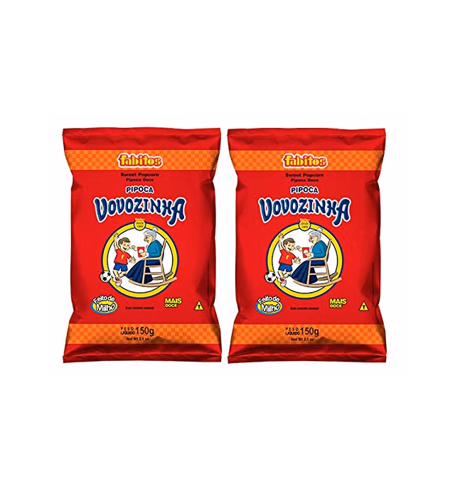 Vovozinha - Sweet Popcorn - 5.3 oz (PACK OF 02) | Pipoca Doce - 150g