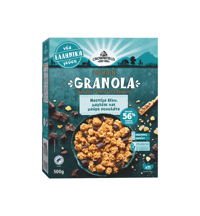 Crownfield Granola γεύση τσουρέκι με σοκολάτα, μαχλέπι και μαστίχα Χίου