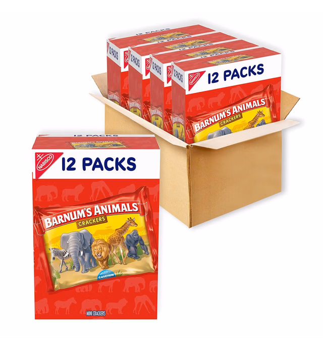 Barnum's Original Animal Crackers, 48 Snack Packs (4 Boxes)