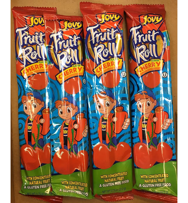 0.75oz Jovy Fruit Roll Snack, Cherry (16 Single Packets Per Order)