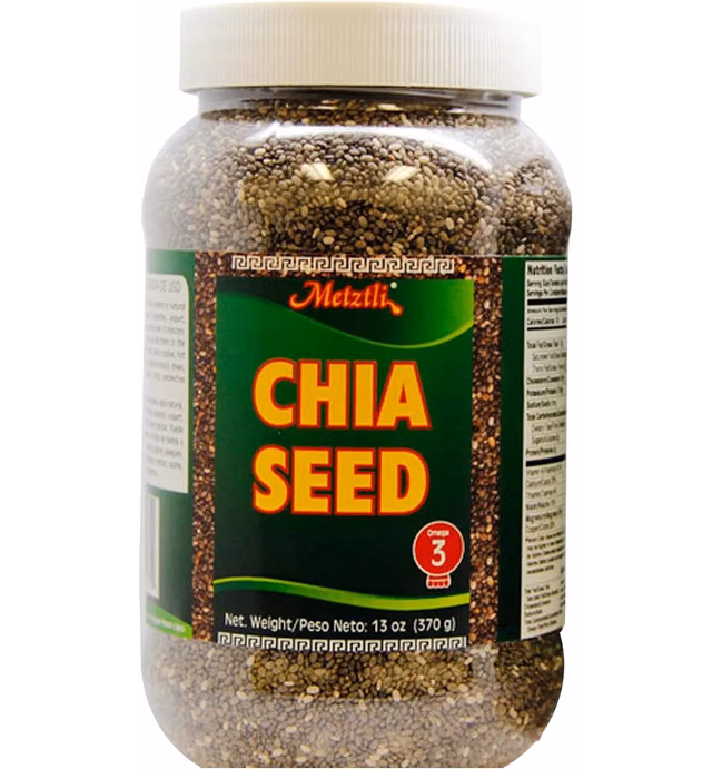 Metztli Chia Seeds, Superfood, Source of Fiber, Gluten-Free, Sugar-Free, Sodium-Free, 13 Oz, Jar