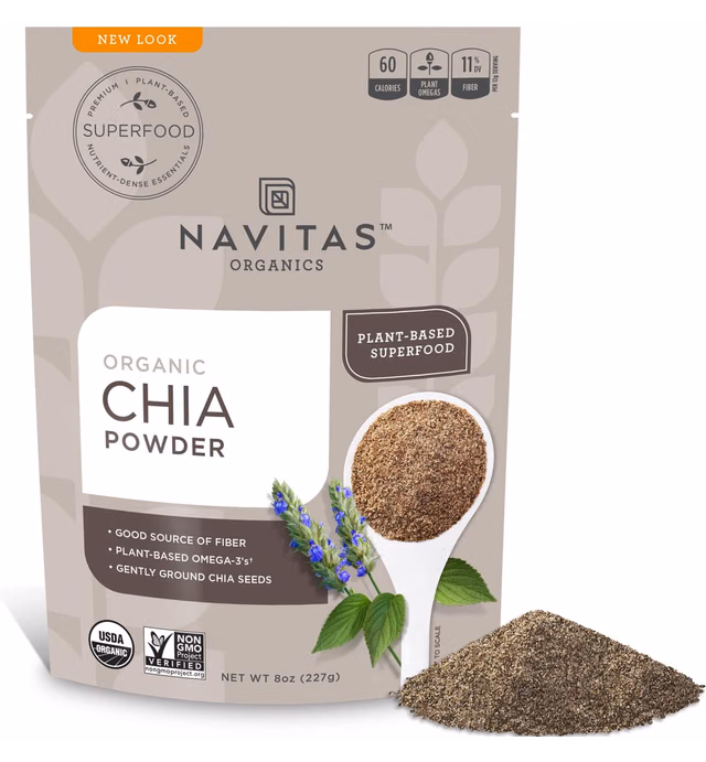 Navitas Organics Chia Seed Powder, 8oz. Bag, 19 Servings — Organic, Non-GMO, Gluten-Free