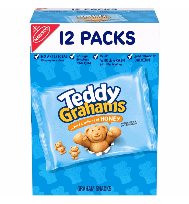 Teddy Grahams Honey Graham Snacks, 12 Snack Packs