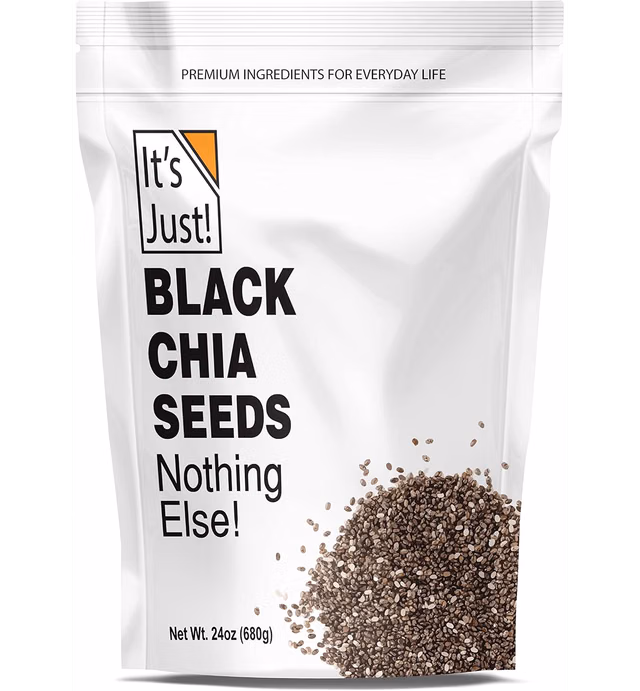 It's Just! - Black Chia Seeds, Plant Based Omega-3, Non-GMO, Keto Friendly, Source of Fiber, 24oz