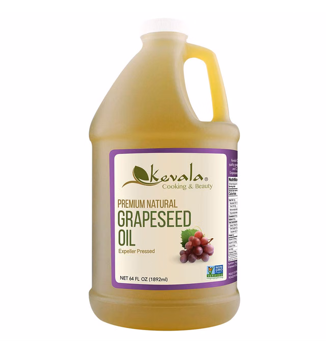 Kevala Grapeseed Oil, 1/2 Gallon (64 fl oz), Premium Natural, Expeller Pressed