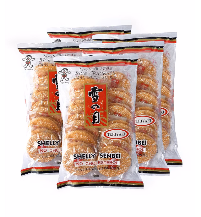 Want Want Big Shelly Shenbei Snowy Crispy Rice Cracker Teriyaki - Sugar Glazed 5.3 oz. (Pack of 5)