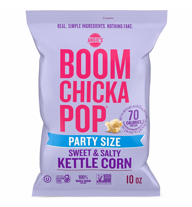 Angie's BOOMCHICKAPOP Sweet and Salty Kettle Corn Popcorn, Gluten Free, Party Size 10 oz.