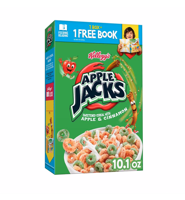 Kellogg's Apple Jacks Breakfast Cereal, Kids Cereal, Family Breakfast, Original, 10.1oz Box (1 Box)