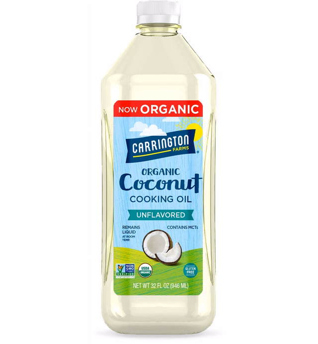 Carrington Farms gluten free, hexane free, NON-GMO, free of hydrogenated and trans fats in a BPA free bottle, liquid coconut cooking oil, unflavored, 32 Fl Oz
