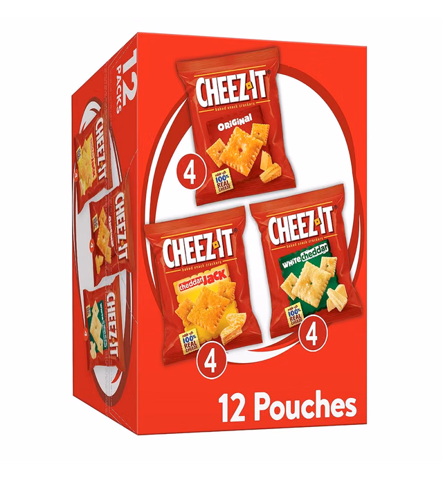 Cheez-It Cheese Crackers, Baked Snack Crackers, Office and Kids Snacks, Variety Pack, 12.1oz Box (12 Packs)