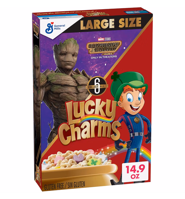 Lucky Charms Gluten Free Cereal with Marshmallows, Kids Breakfast Cereal with Whole Grain Oats, Large Size, 14.9 OZ