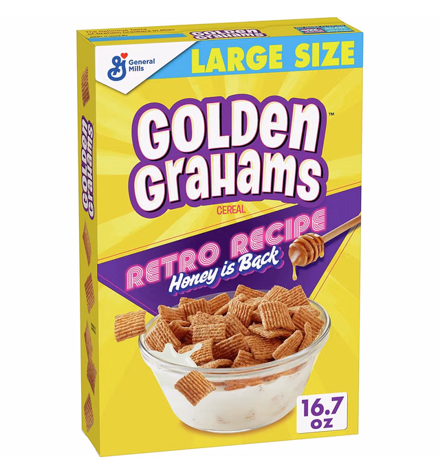 Golden Grahams Breakfast Cereal, Graham Cracker Taste, Whole Grain, Large Size, 16.7 oz