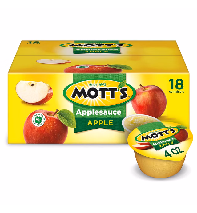 Mott's Applesauce, 4 oz cups, 18 count