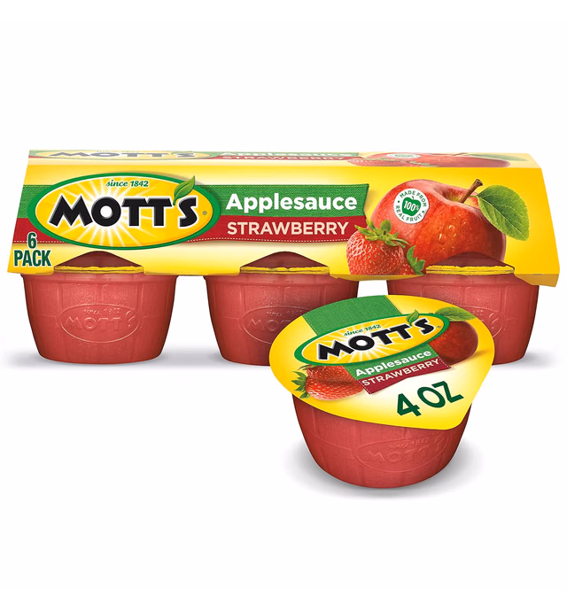 Mott's Strawberry Applesauce, 4 oz cups, 6 count