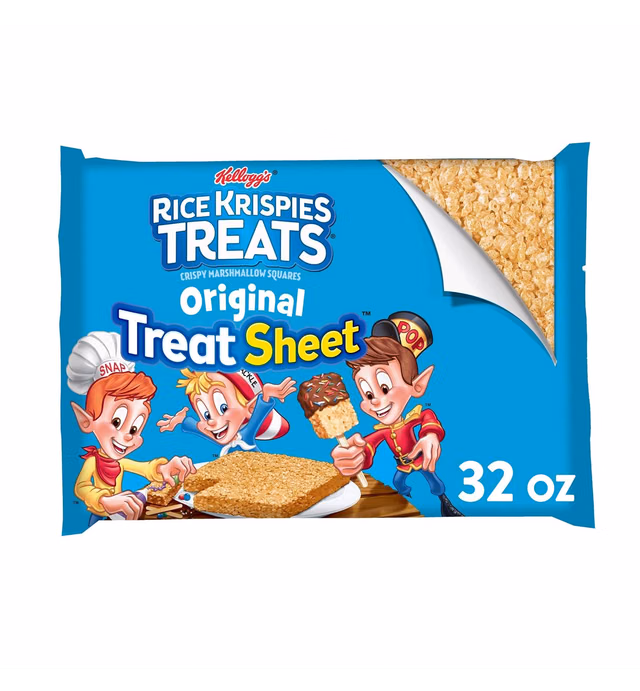 Rice Krispies Treats Marshmallow Snack Sheet, Kids Snacks, Treat Making, Baking Project, Original, 32oz Sheet (1 Sheet)