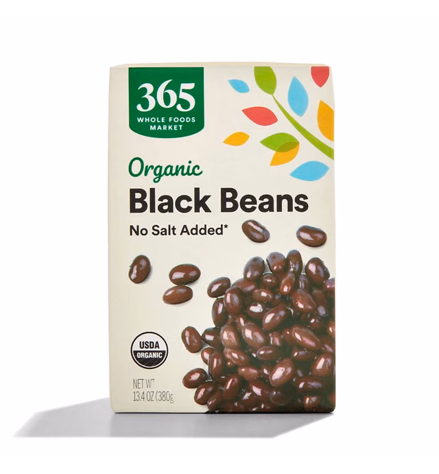 365 by Whole Foods Market, Organic Unsalted Black Beans, 13.4 Ounce