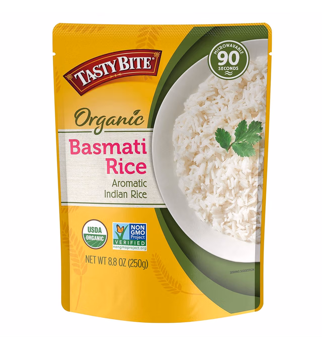 Tasty Bite Organic Basmati Rice, 8.8 Ounce, Ready to Eat, Microwavable, Vegan, Gluten-Free