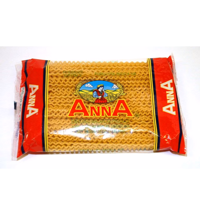 Anna - Fusilli col Buco (Long Fusilli) #108, (4)- 16 oz. Pkgs.