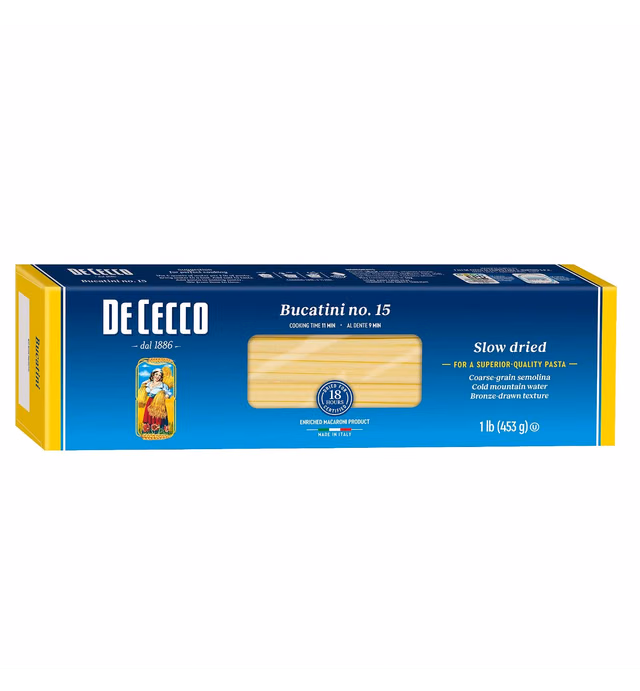 De Cecco Bucatini No.15 Semolina Pasta, 16 Oz