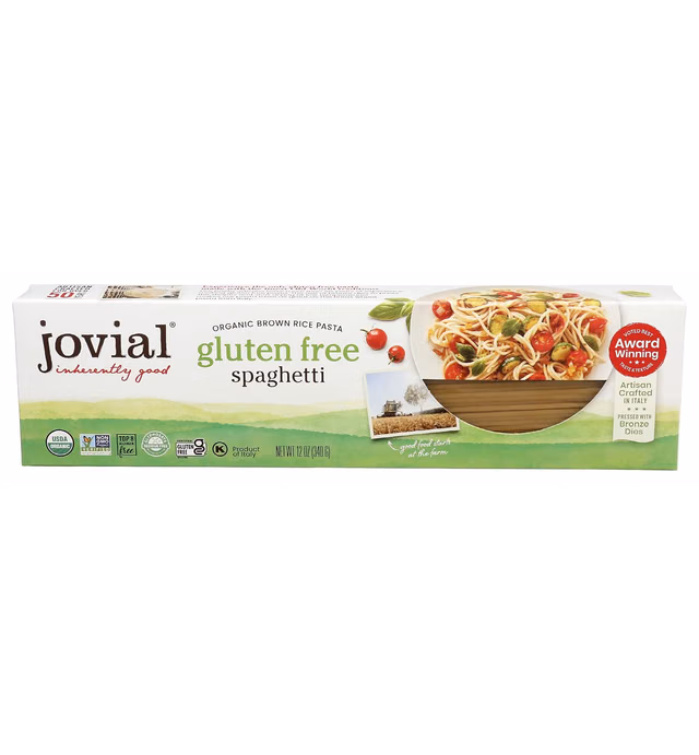 Jovial Gluten Free Brown Rice Pasta Organic - Award-Winning Taste & Texture, Non-GMO, Free of Top 8 Allergens, Vegan Brown Rice Noodles, Made in Italy - Gluten Free Elbow Pasta, 12 oz