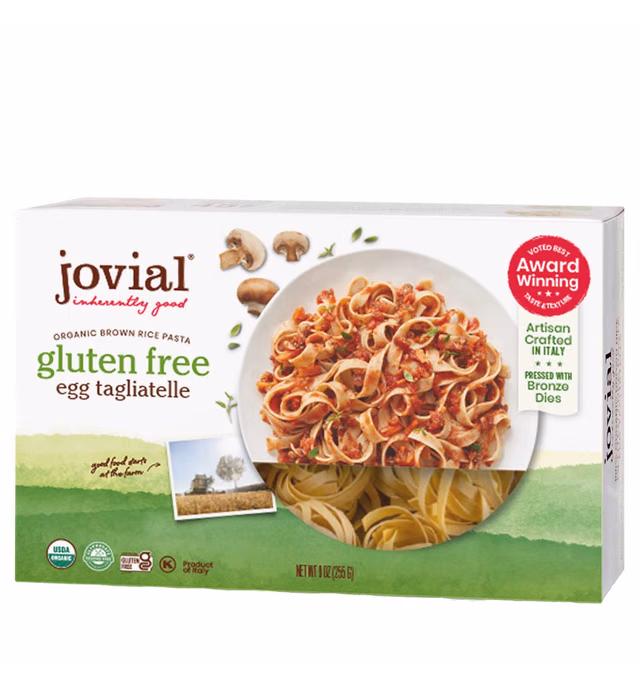 Jovial Whole Grain Brown Rice Egg Tagliatelle Pasta - Pasta Tagliatelle, Tagliatelle Pasta, Whole Grain Pasta, Organic Pasta, Gluten Free, Dairy Free, Brown Rice Pasta, Made in Italy - 9 Oz