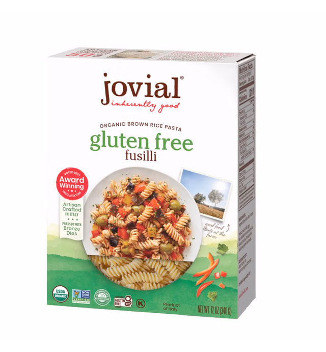 Jovial Whole Grain Brown Rice Fusilli Pasta - Pasta Fusilli, Fusilli Pasta, Whole Grain Pasta, Organic Pasta, Gluten Free, Dairy Free, Brown Rice Pasta, Made in Italy - 12 Oz, 6 Pack