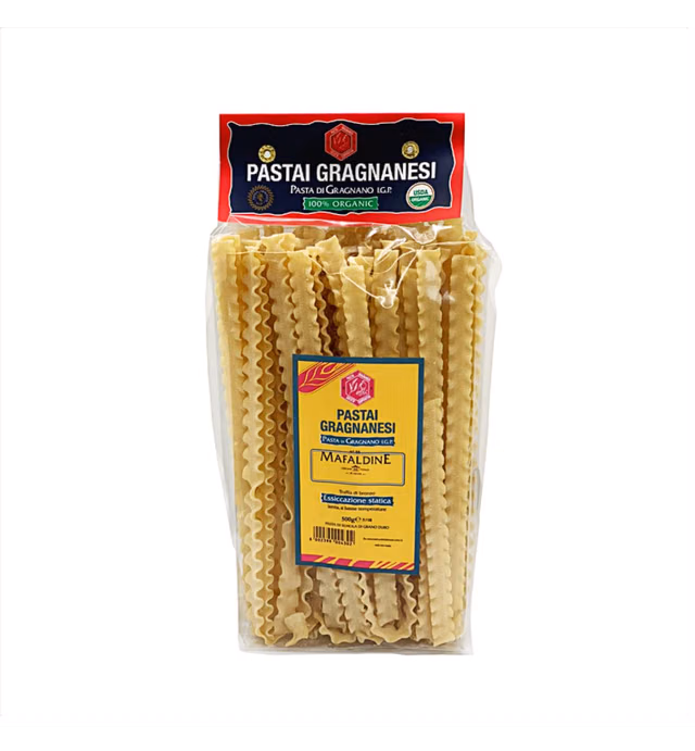 Mafaldine Italian Pasta di Gragnano | I.G.P. Protected | 17.6 Ounce | USDA Certified Organic | 500 Gram | Pack of 5