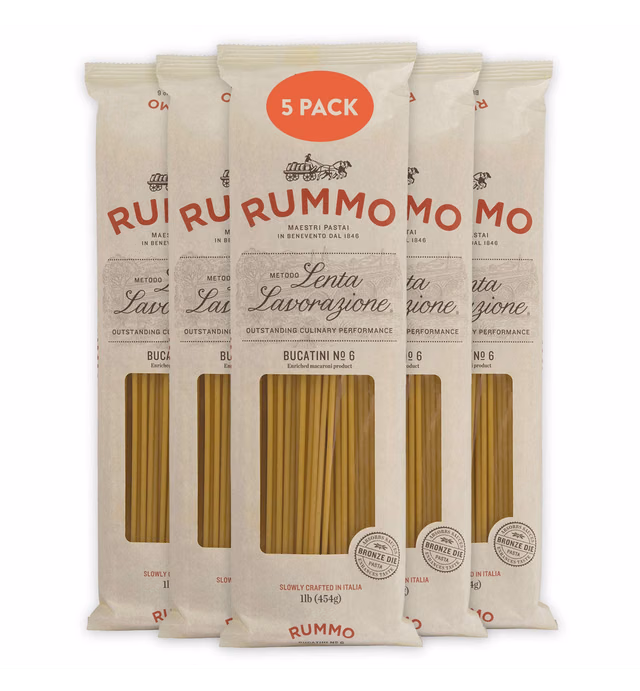 Rummo Italian Pasta Bucatini No.6, Always Al Dente (5-Pack)