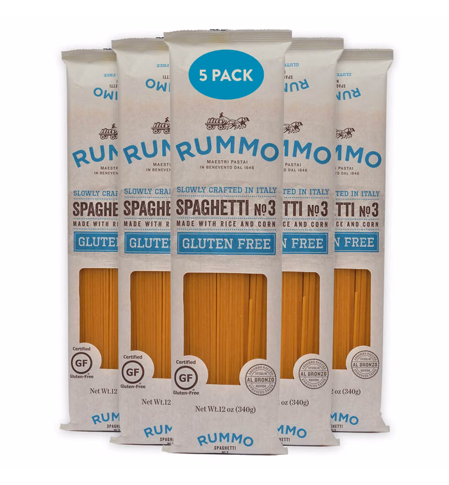 Rummo Italian Pasta GF Spaghetti No.3, Always Al Dente, Certified Gluten-Free (5 Pack, 12 Ounce Each)
