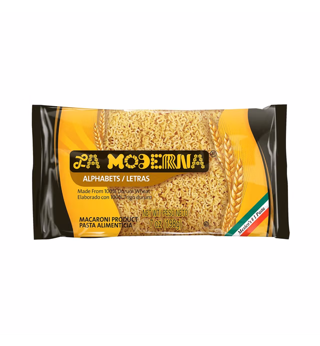 La Moderna Alphabet Pasta, Noodles, Durum Wheat, Protein, Fiber, Vitamins, 7 Oz