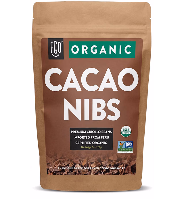 Organic Cacao Nibs | Premium Criollo Beans from Peru | 8oz Resealable Bag