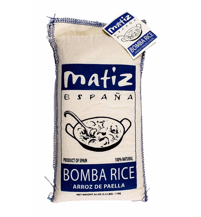 Matiz España Bomba Paella Rice from Spain (2.2 lbs.) Firm, Natural Spanish Grain | Round, Medium Short | Risotto and Arrow Negro | Gluten Free (1 bag)