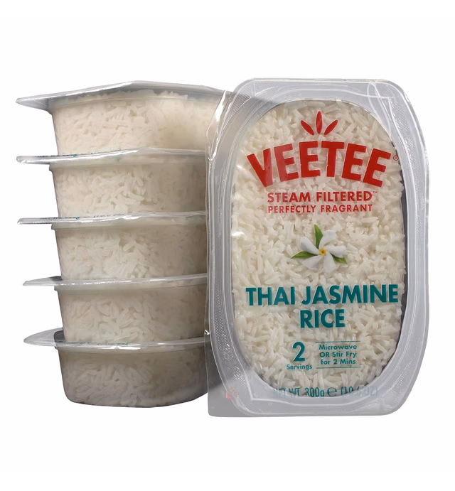 Veetee Thai Jasmine Rice - 2 Minute Rice Microwavable Meals - Instant Rice Meals Ready to Eat Gluten Free Precooked Rice - 10.6 Ounce (Pack of 6)