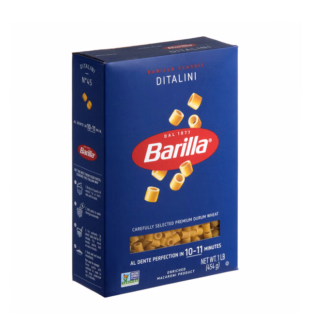 Barilla Ditalini Pasta 1 lb. - 16/Case